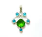 Sterling Silver Pendant with Green Drop Crystals